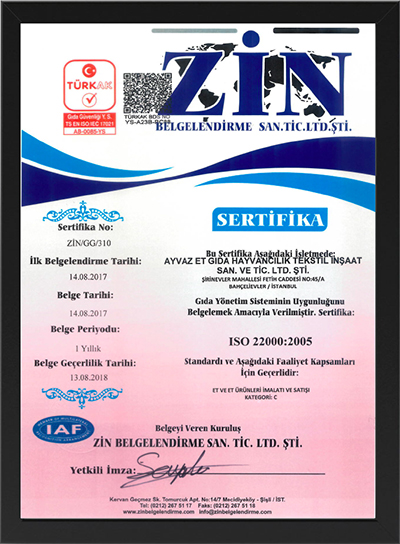 Ayvaz Et Sertifika