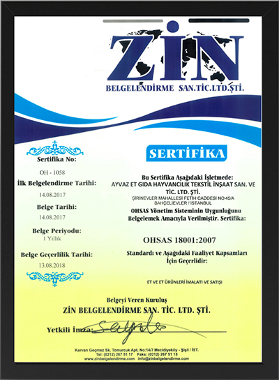 Ayvaz Et Sertifika